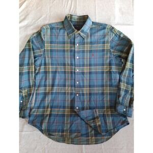 Ralph Lauren Men XL Custom Fit Plaid Lightweight Button Shirt Long Sleeve Cotton
